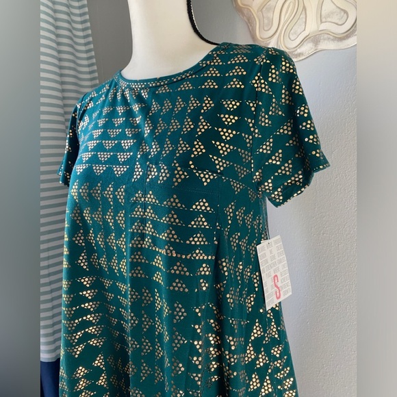 LuLaRoe Elegant Forest Green and Rose Gold Carly Dress - Picture 3 of 11